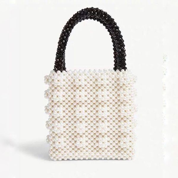 

convex-concave solid color women's single shoulder bag large beaded bucket bag tote with beaded chain