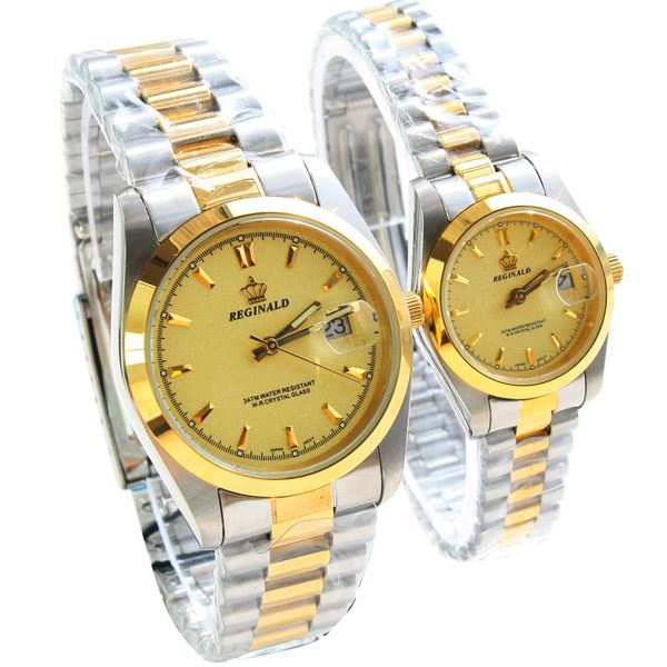 

hk brand reginald luxury lady quartz stainless steel watch waterproof fashion casual clock men's lovers' dress relogio masculino, Slivery;brown