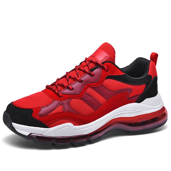

air cushion men's running shoes outdoor black red running men shoes breathable mesh sports shoe for man non-slip walking trainer