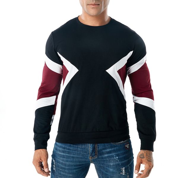 

Men Long Sleeve T Shirt Geometric Crewneck Casual Tee Contrast Color Ribbed Pullover S - 3XL Free Shipping
