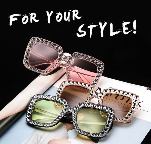 

designer sunglasses luxury women sun glasses shades eye glasses eyeglasses oversized square frame bling sunglass accessories tc190506 10pcs