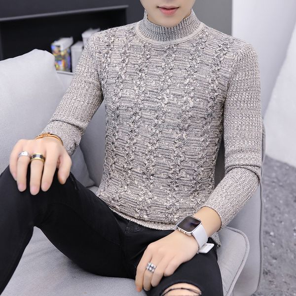 

mens sweaters black grey long sleeve winter casual turtleneck new fashion pullovers sweater men, White;black