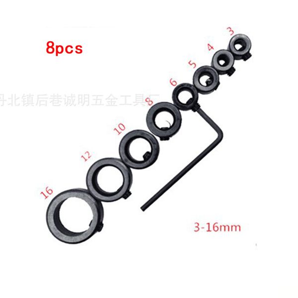 

drill 8pcs/set 3-16mm woodworking tools with hex wrench spacing ring depth scollar locator positioner