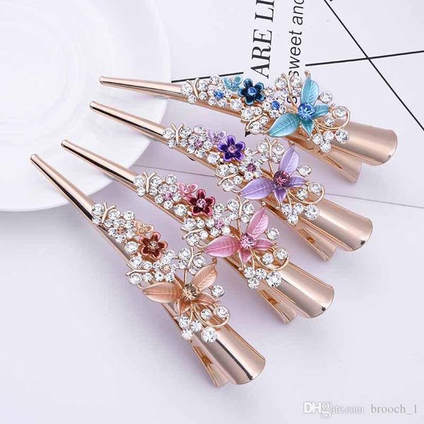 

multicolor gold metal crystal fashion hair clip for women flower vintage barrettes 13cm hair dryer extension jewelry hair accessories, Golden;silver
