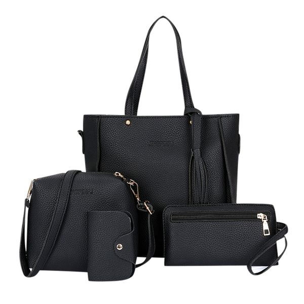

women handbags 4pcs women solid retro hand bag solid color shoulder bag 2019 new design shoulder messenger wallet handbags