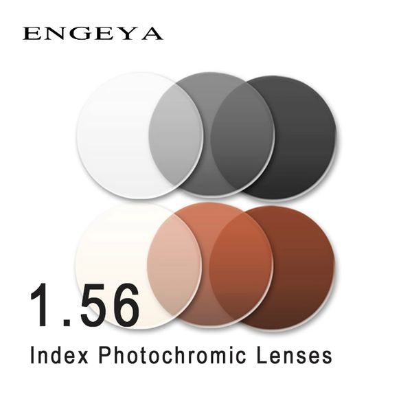 

engeya 1.56 index prescription pchromic lenses transition grey brown lenses for myopia hyperopia optical sunglasses lens, Silver