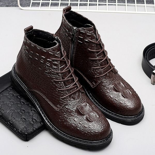 

cimim brand 2019 winter new comfortable men boots big size luxury alligator non-slip fur boots fashion casual shoes male, Black