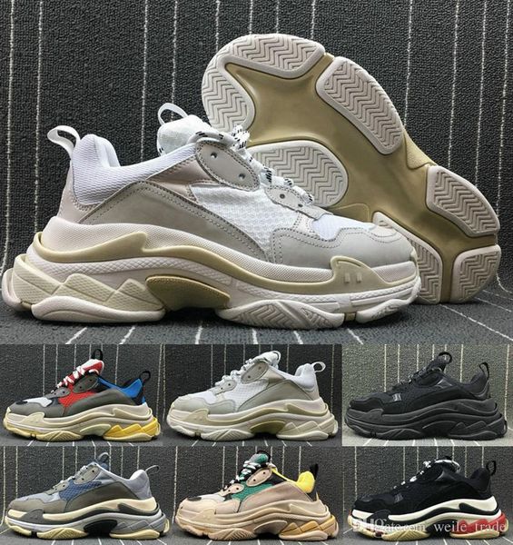 

2019 fashion paris 17fw triple s sneakers triple-s casual dad mens designer shoes combination soles sports mens trainers chaussures zapatos, Black