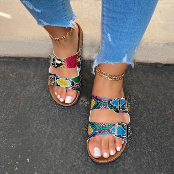 

shoes ladies' slippers rivet multicolored sandals slipers women summer woman flat 2020 beach soft mixed colors fabric, Black