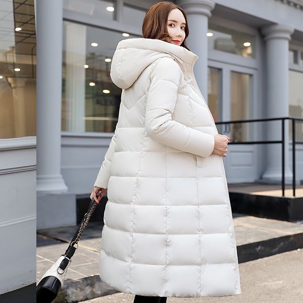 

fashion women's winter down coat thick long cotton parka hooded warm jacket, Black