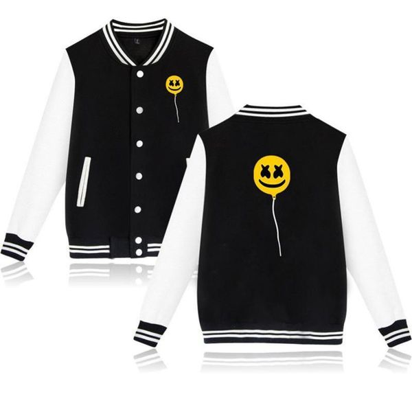 

xxs-4xl marshmello бейсбол куртка повседневная harajuku толстовка верхняя одежда известный аудио продюсер печатные уличные топы и yellowzujq, Black;brown