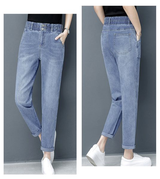 

светло-голубые джинсы с высокой талией модные женские брюки весной, Blue