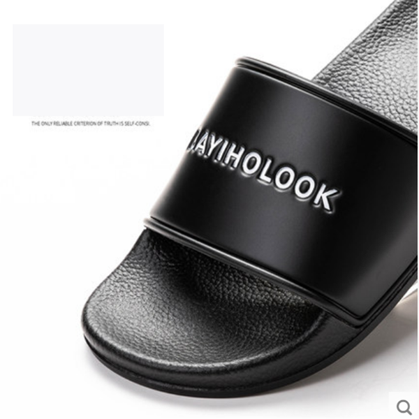 

summer alphabet sandals fashion trend flip-flops home flip-flops outdoor beach shoes slippers shoes men's large size, Black