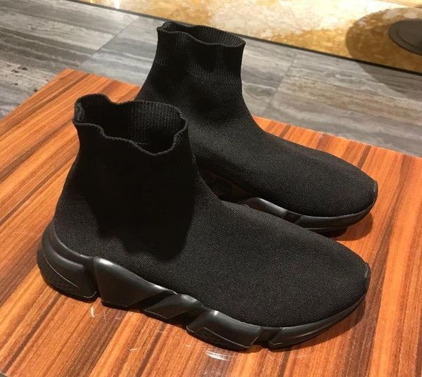 

горячие новые бренды дизайнеры мужчины женщины speed trainer slip-on кроссовки air wool knit sock shoes женские носки boots c04, Black