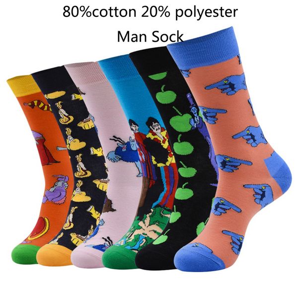 

1/5/6 pairs men women socks cartoon crew socks with colorful patterned-combed cotton quilted stockings christmas decor new