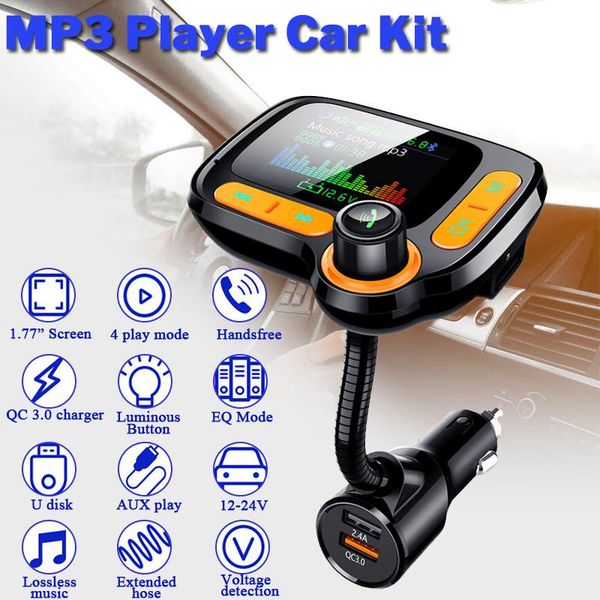 

c86 qc3.0 quick charger surpport 64gb usb mp3 player car kit handswireless bluetooth fm transmitter tf aux audio receiver