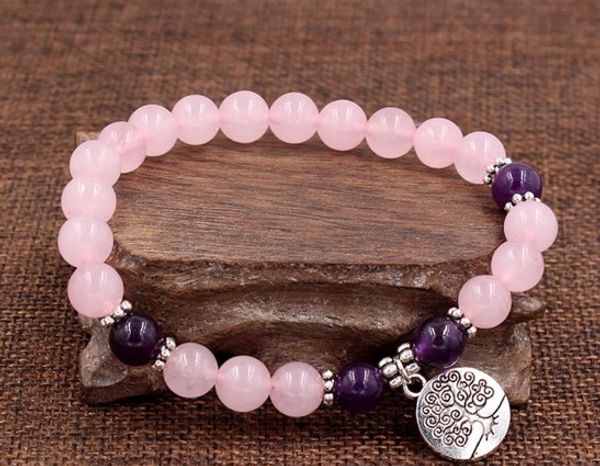 

8mm vg423 elastic adjusted charm nature stone bead lotus life tree buddha head punk charm agate onyx bracelet, Black