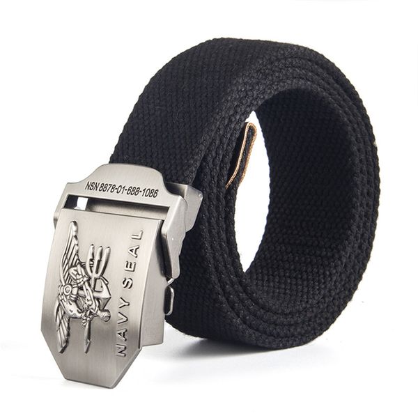 

12 type canvas mens belt navy seal metal smooth buckle striped belt male eagle alloy army long adjustable black waist, Black;brown