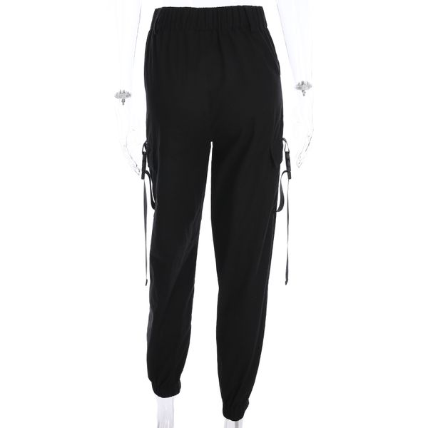 

heyoungirl streetwear casual joggers black women cargo pants capri high waist loose female trousers korean style ladies pants, Black;white