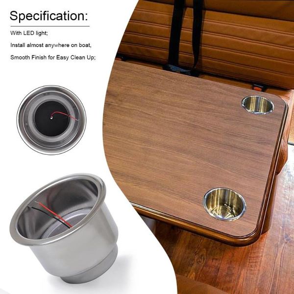 

recessed led stainless steel cup drink can holder for car boat marine rv