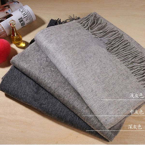 

european and american-style autumn and winter solid color faux cashmere scarf shawl mens womens extra-large thick scarf scarf factory, Blue;gray