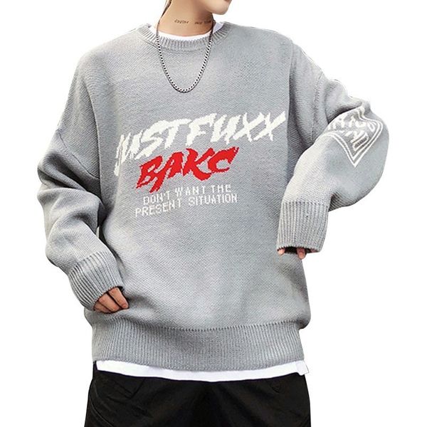 

sweater men 2018 autumn letters pullover thick mens knitted sweaters male long sleeve o-neck sweater sueter hombre, White;black