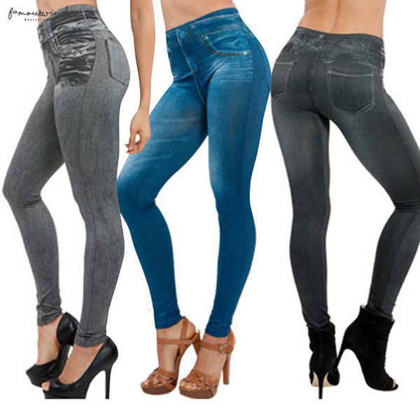 

denim women imitation jeans leggings high waist slim fit imitation thin pants trousers jl drop shipping, Black;white