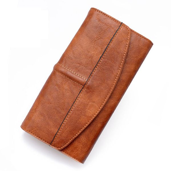 

women's handmade wallet 2020 summer new fashion retro pu leather purse long zipper clutch wallet ladies vintage card holder, Red;black