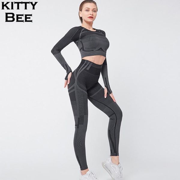 

seamless yoga set women gym clothes 2 piece gym set women tracksuit long sleeve sport suit workout clothes for sportwear, White;red