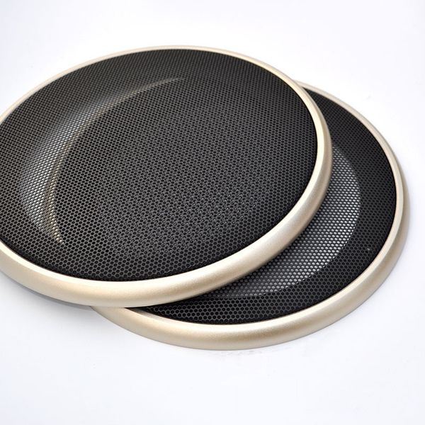 

wlke 2pcs 4.2 inch gold circle speaker protective grille decorative with diy for car sound box speaker grill metal mask