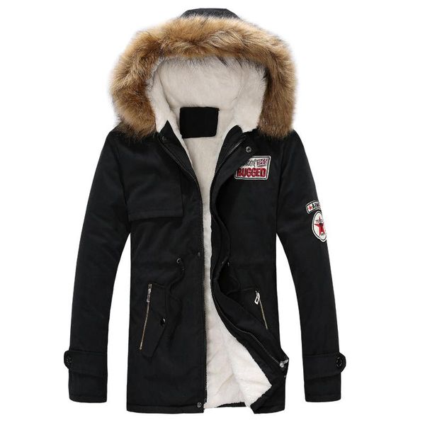 

men 's thick warm winter down coat fur collar army green men parka big yards long cotton coat jacket parka men breathable, Black;brown
