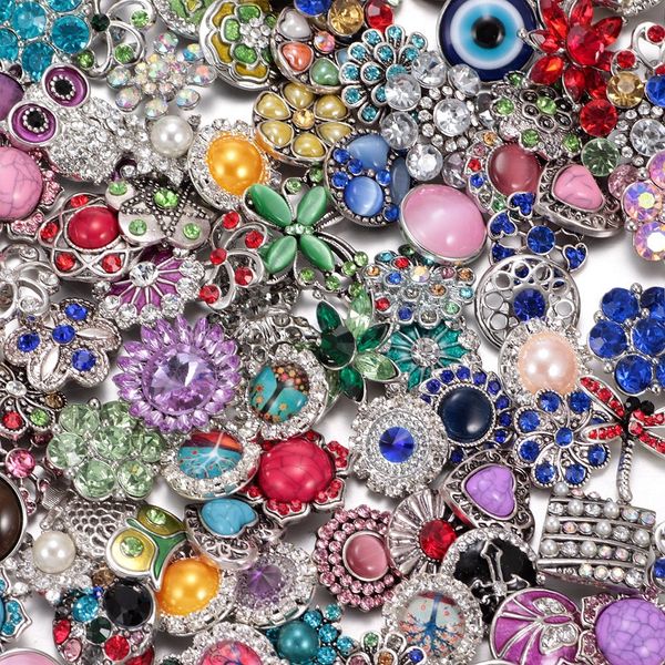 

wholesale 50pcs/lot amazing styles rhinestone/opal/natural stone metal buttons 18mm snap button jewelry for snap jewelry, Golden;silver