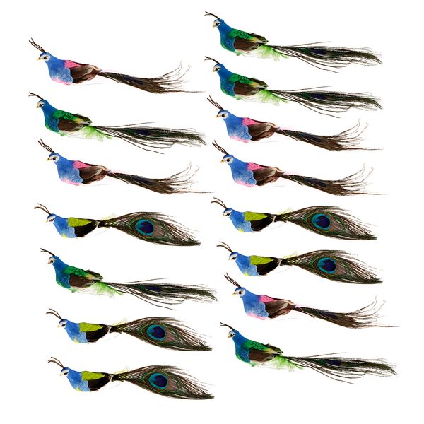 

15 x foam handcraft small peacock birds figurine ornament for garden lawn patio yard