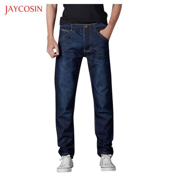 

jaycosin 2020 autumn winter men's jeans warm fleece straight jeans stretch casual thick denim flannel soft pant trousers, Blue