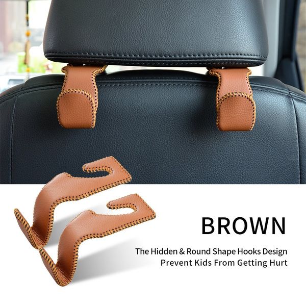 

universal car vehicle seat back headrest hanger hook holder leather+aluminium alloy for bag purse cloth drink grocery 3 colors