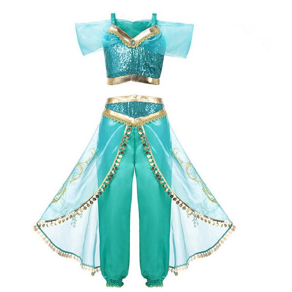 

fancy baby girl princess clothes kid jasmine rapunzel aurora belle ariel cinderella sofia cosplay costume child party dress, Red;yellow