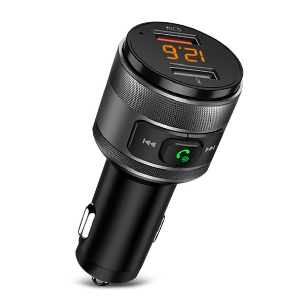 

c57 bluetooth 4.2 car fm transmitter withÂ battery voltage displayÂ usb charging port