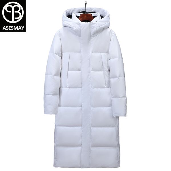 

2019 brand clothing white duck down jacket men long winter coat thicken warm parkas hooded winter jackets male snow outerwear, Black