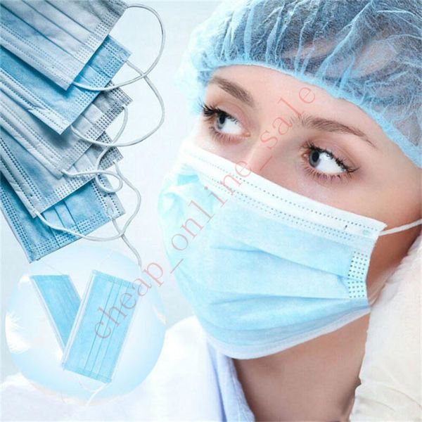 

spot courier mouth-muffle meltblown fabric disposable masks 3-ply earloop facial anti-pollution protective cover quick ship