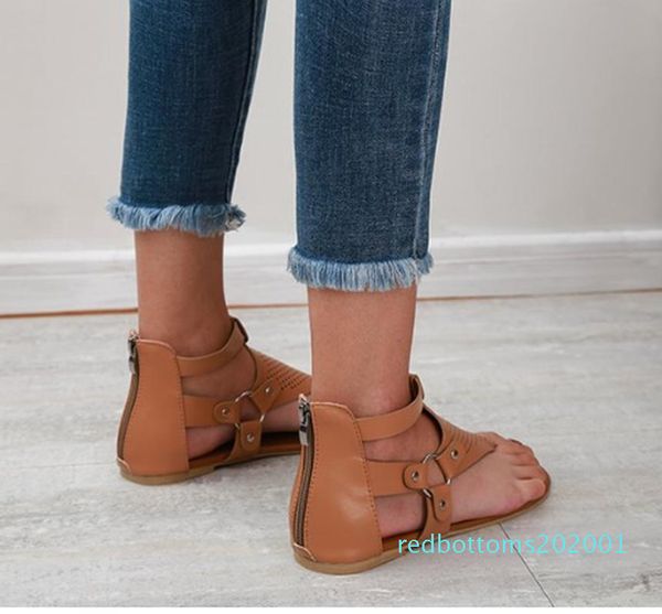 

women summer beach sandals flats shoes woman gladiator cross-tied simple plus size pu sandalias mujer sapato feminino r01, Black