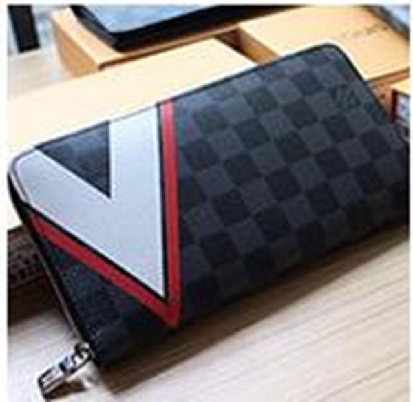 

2017 new L bag free shipping wallet high quality plaid pattern women's wallet men's high-end luxury brand designer L wallet