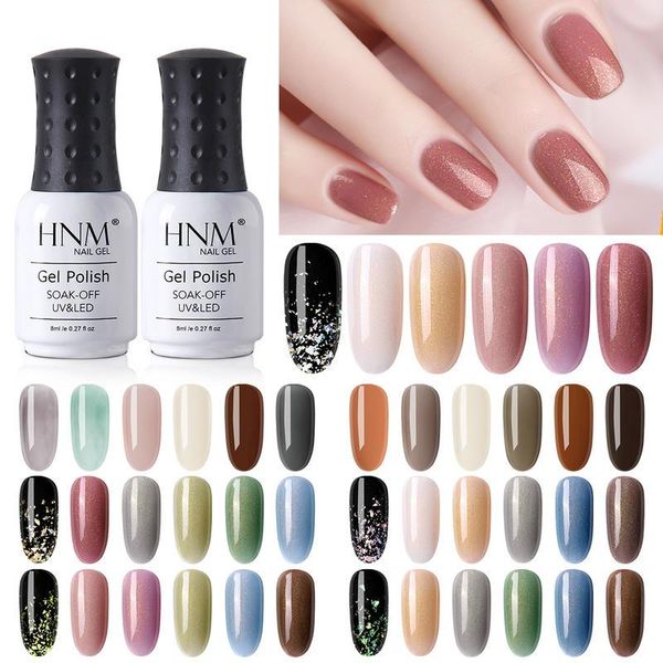 

hnm 8ml 6pcs kit gel nail polish uv led soak off semi permanent nail varnish lacquer salon manicure, Red;pink