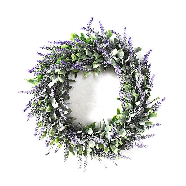 

door wreath artificial real wicker frame faux olive leaves | uv resistant farmhouse home decor built-in hanging loop