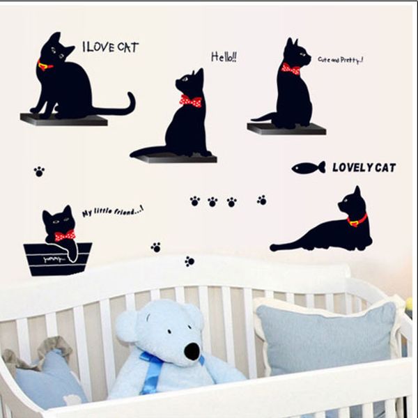 

wall sticker wall sticker stairs side decoration sticker double-sided black cat