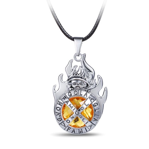 

anime hitman reborn necklace men metal alloy fami gola pendant necklace for women fashion jewelry rope chain choker kolye, Silver
