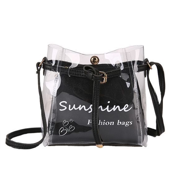 

fashion women handbag summer small bag transparent jelly bags wild simple shoulder messenger crossbody bags set 2pcs #1206
