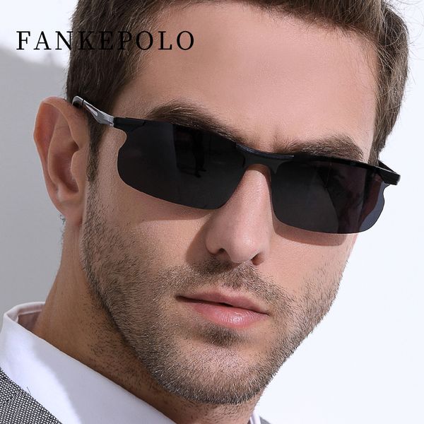 

fankepolo men's fashion polarized sunglasses classic brand design men's outdoor driving mirror uv protection sports sunglasses, White;black