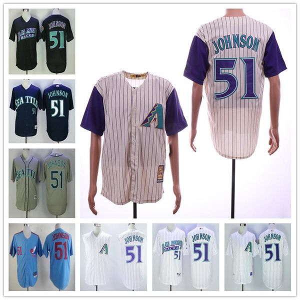 

Men's 51 Randy Johnson Jerseys Cooperstown 2001 World Series 2015 Hall of Fame Arizona Montreal Diamondbacks Expos Mariners retro baseball