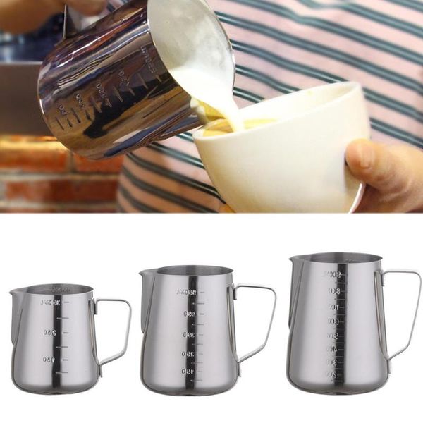 

350/550/900ml thick l with scale stainless steel tip mouth pull flower measuring cup pull flower pot milk foam pot fancy coffee
