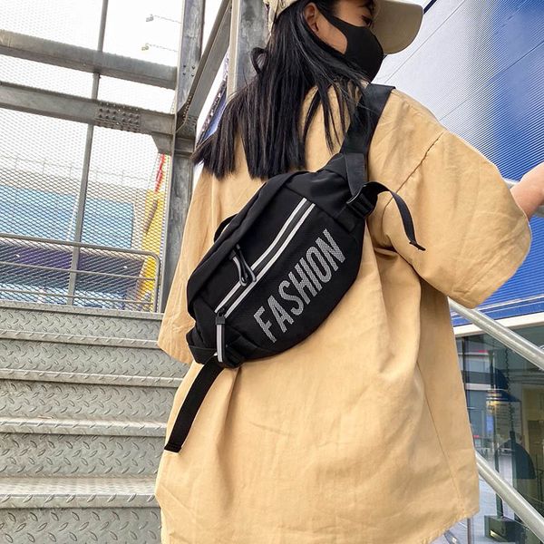 

chest pack waterproof waist bag for women fanny pack multifunction men belt bags reflective hip hop waist new messenger bag
